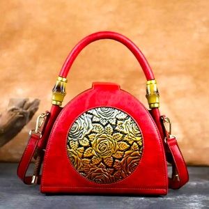 RED Vintage Bag 💼 genuine leather luxury shoulder bag for women
